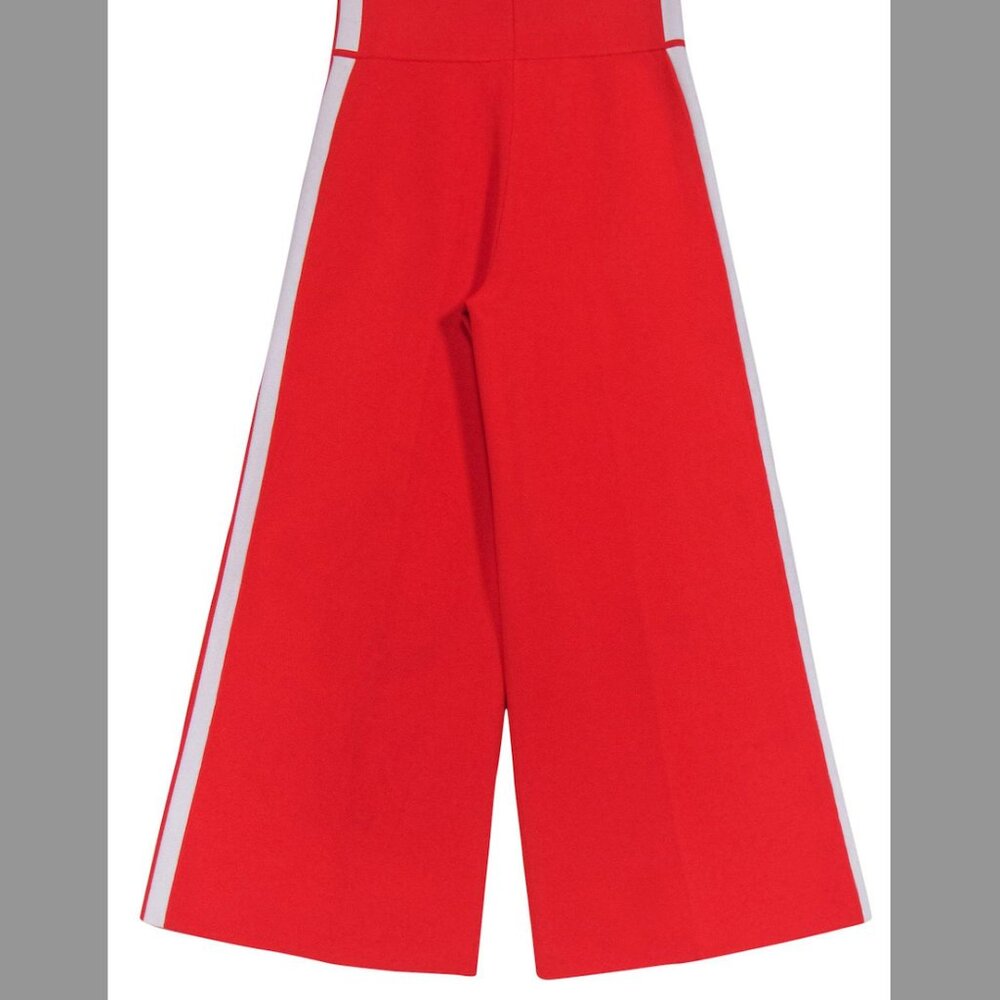 Veronica Beard Pipes and Shaw Red Orange Wide Leg Side Stripe pant Size